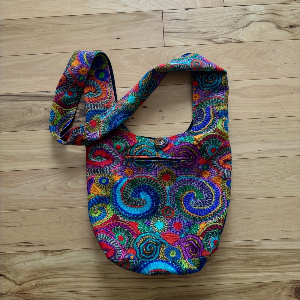 Handmade Cotton Nepal Colourful Spiral Paisley Pattern Women's Handbag Bag Tote